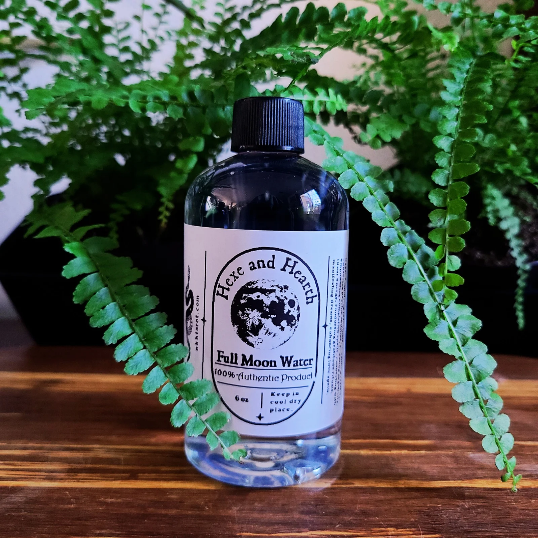Full Moon Water & Hexe's Black Salt Bundle – 6 oz Ritual Duo with Bonus Crystal for Cleansing, Protection, and Spiritual Growth