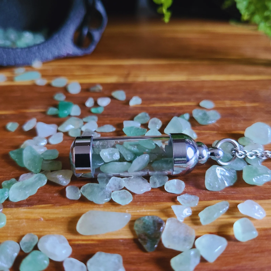 Green Aventurine Crystal Necklace for Abundance and Good Luck