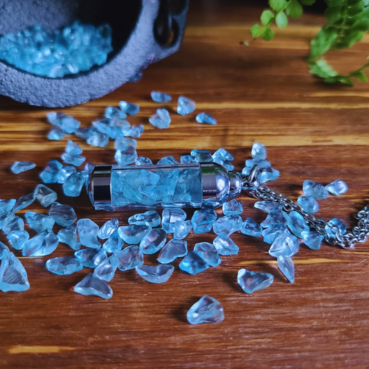Aquamarine Crystal Energy Necklace - Empowering, Calming & Purifying Jewelry