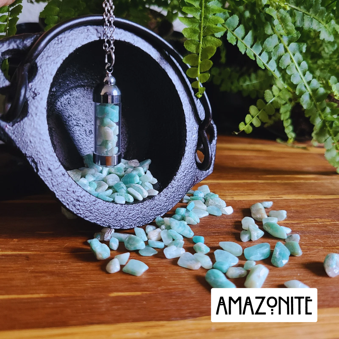 Amazonite Crystal Necklace for Balance & Harmony - Energy-Infused Stone Pendant Natural Amazonite Crystals for Spiritual Protection Emotional Healing
