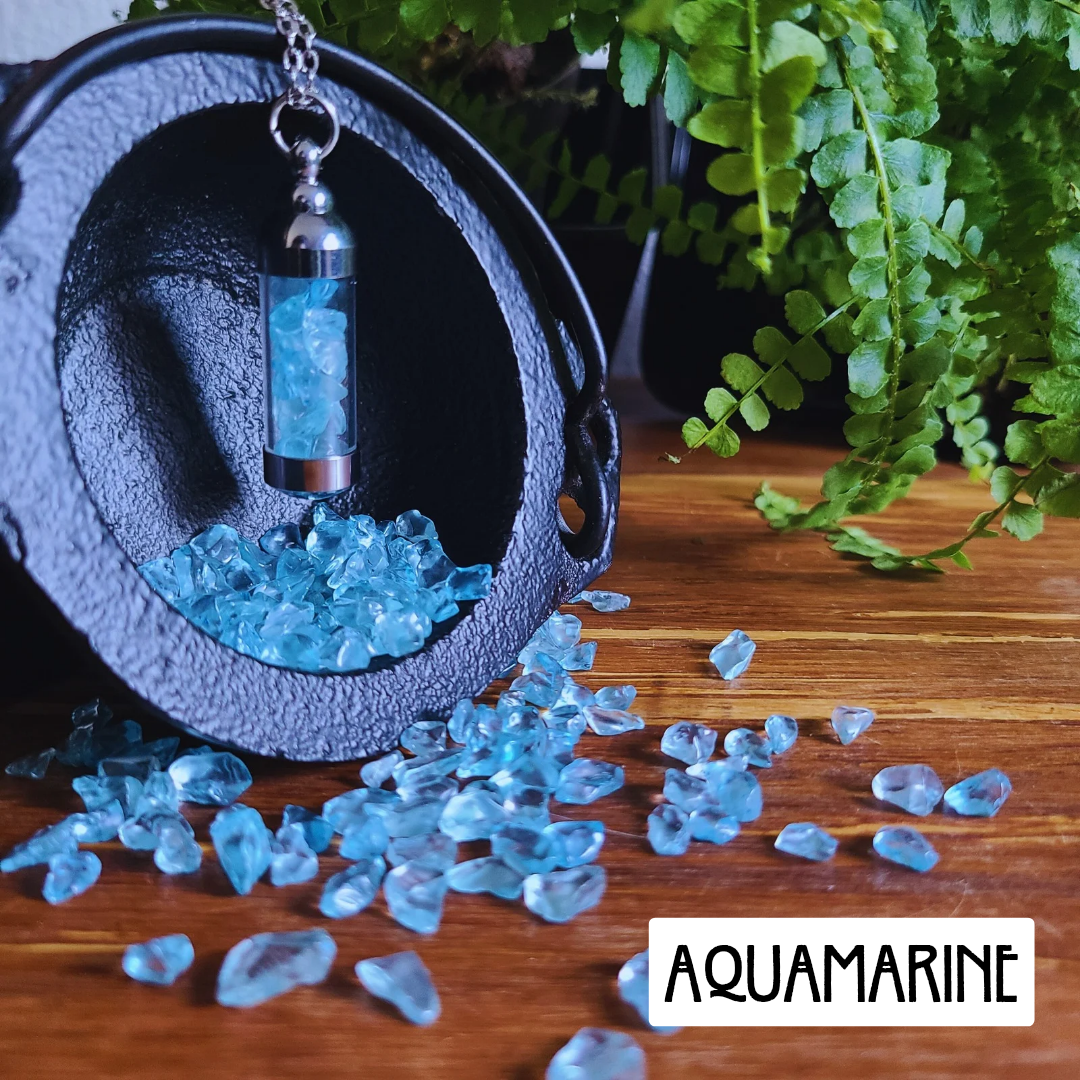 Aquamarine Crystal Energy Necklace - Empowering, Calming & Purifying Jewelry