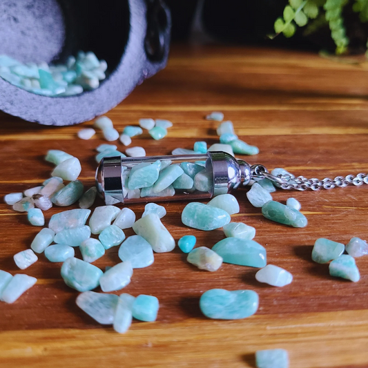 Amazonite Crystal Necklace for Balance & Harmony - Energy-Infused Stone Pendant Natural Amazonite Crystals for Spiritual Protection Emotional Healing