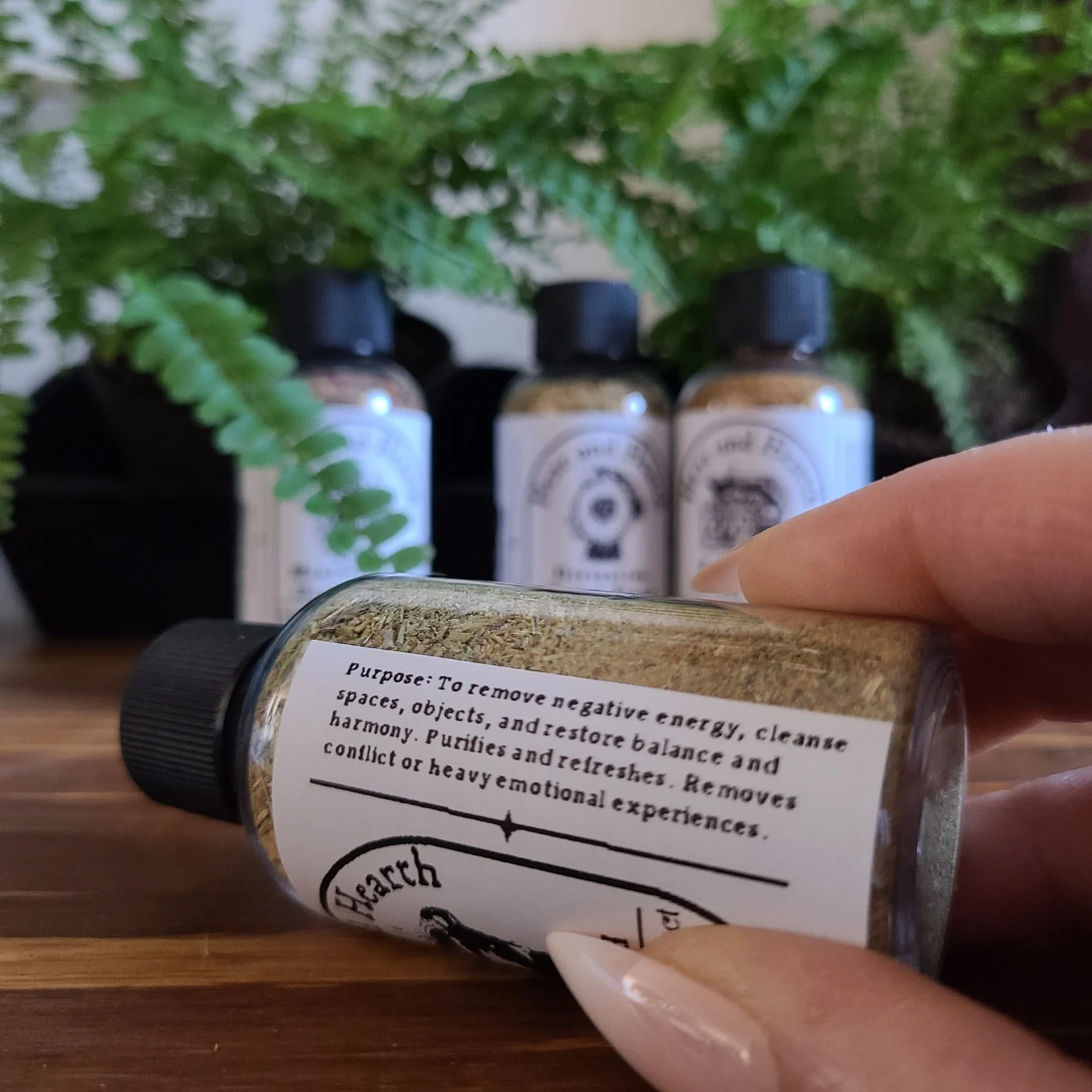 4-Pack Herbal Blend Bottles for Manifestation, Divination, Cleansing & Prosperity – Spiritual Wellness Kit