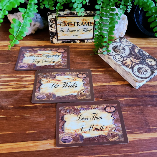 TIMEFRAME Deck - Steampunk Time-Themed Design with Clocks Featuring "The Answer to... When?" by NK