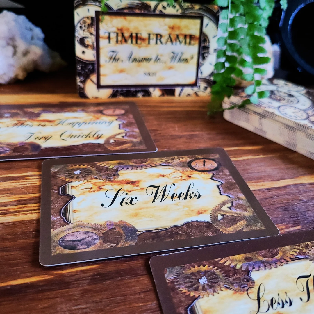 TIMEFRAME Deck - Steampunk Time-Themed Design with Clocks Featuring "The Answer to... When?" by NK