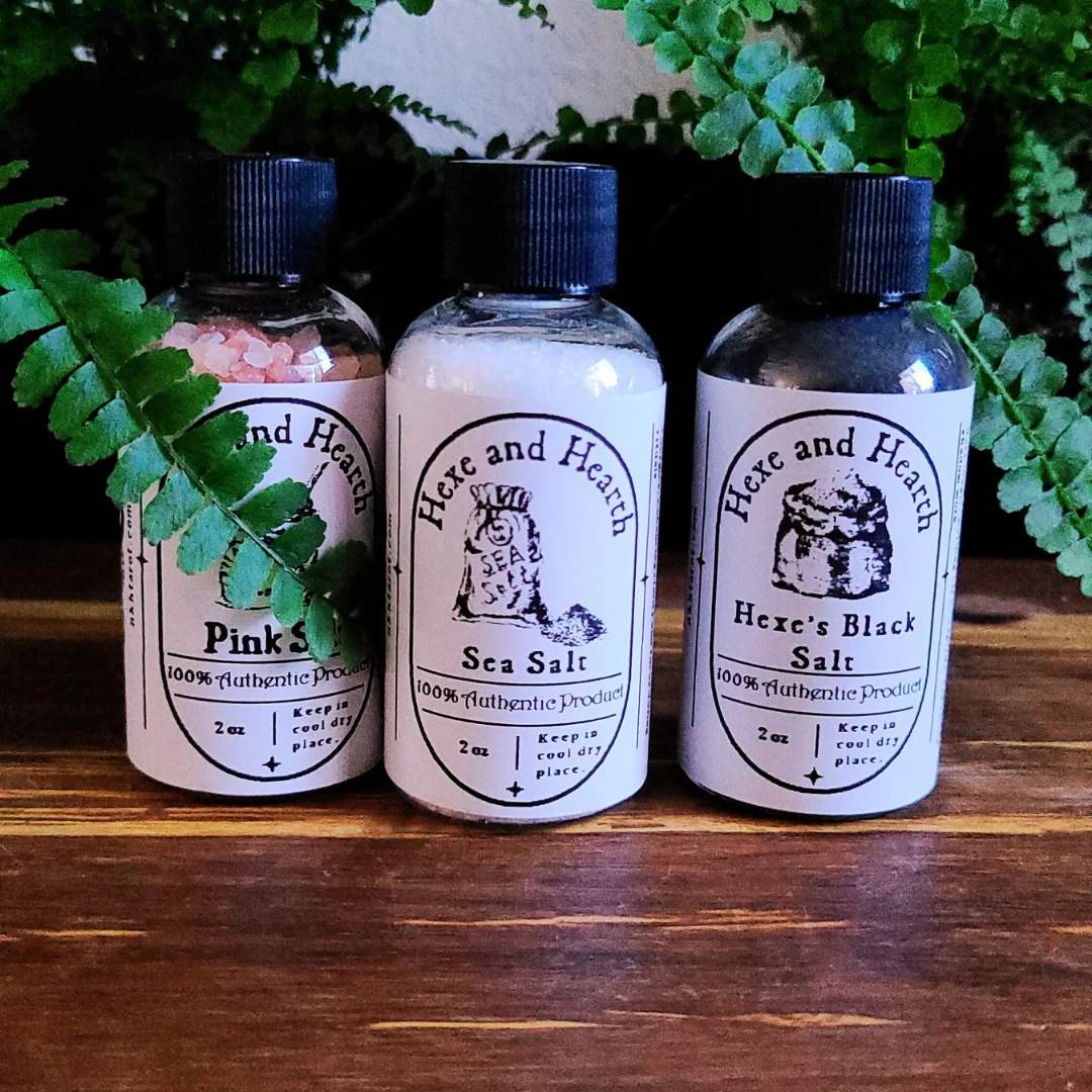 3-Pack of White, Pink & Black Salts + 6 oz Full Moon Water with Bonus Crystal – Spiritual Cleansing & Healing Bundle