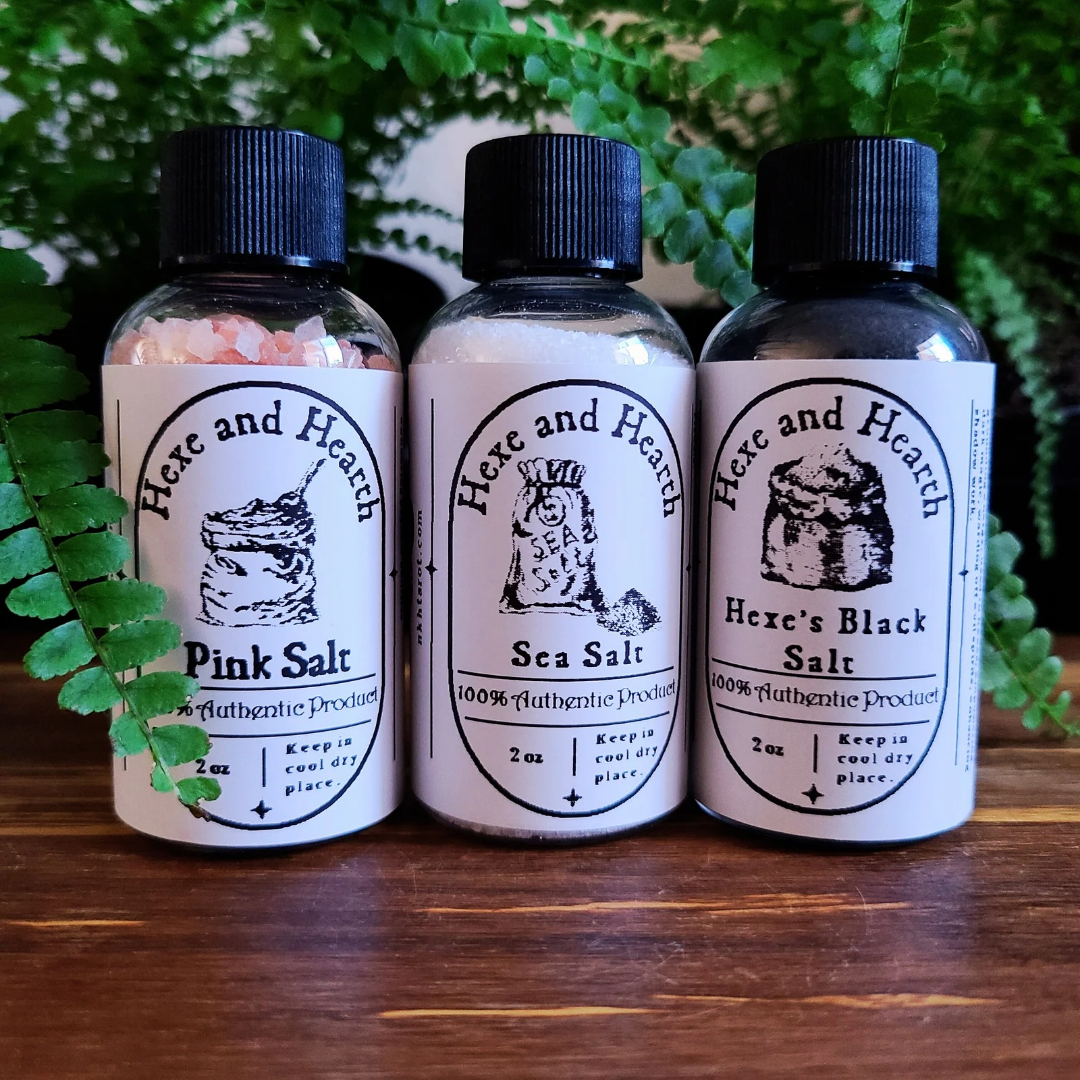 3-Pack of White, Pink & Black Salts + 6 oz Full Moon Water with Bonus Crystal – Spiritual Cleansing & Healing Bundle