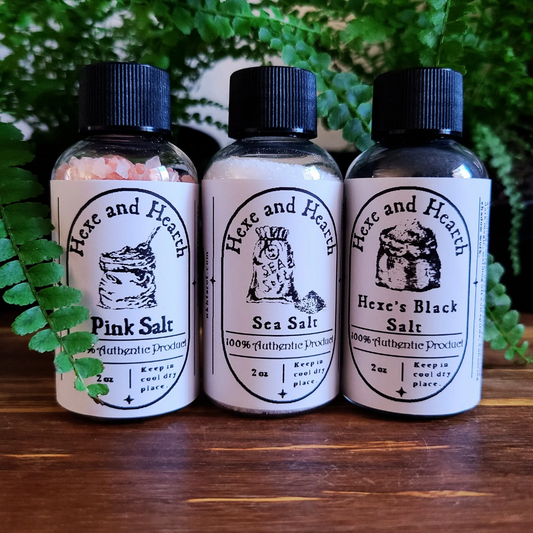 3-Pack of White, Pink & Black Salts + 6 oz Full Moon Water with Bonus Crystal – Spiritual Cleansing & Healing Bundle