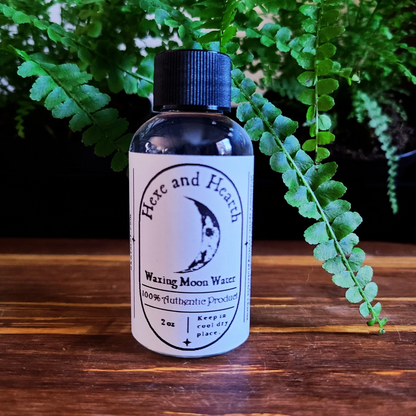 4-Pack Moon Set –  Moon Phases Water with Bonus Selenite Wand & Hexe Black Salt Vial – Ritual Cleansing, Charging, Intention Setting