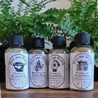 Hexe’s Herbal Blends 4-Pack – Potent Herbs for Divination, Cleansing, Manifestation, and Prosperity Spellwork and Rituals