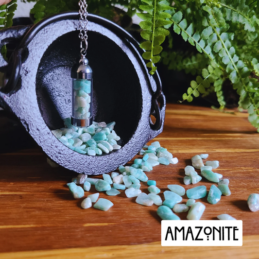 Amazonite Healing Crystal Necklace for Balance & Harmony - Energy-Infused Stone Pendant with Natural Amazonite Crystals for Spiritual Protection and Emotional Healing