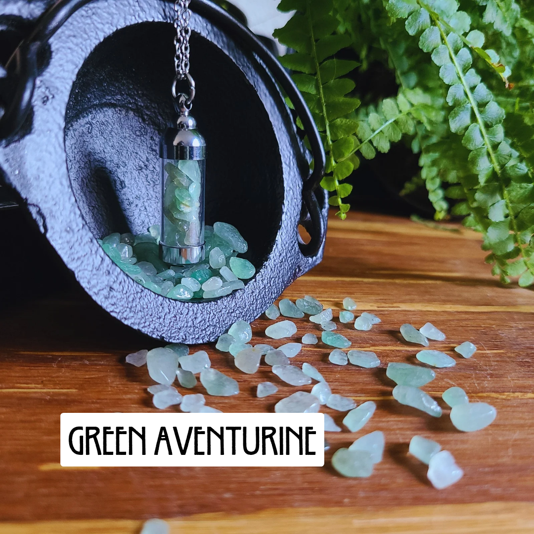 Green Aventurine Crystal Necklace for Abundance and Good Luck