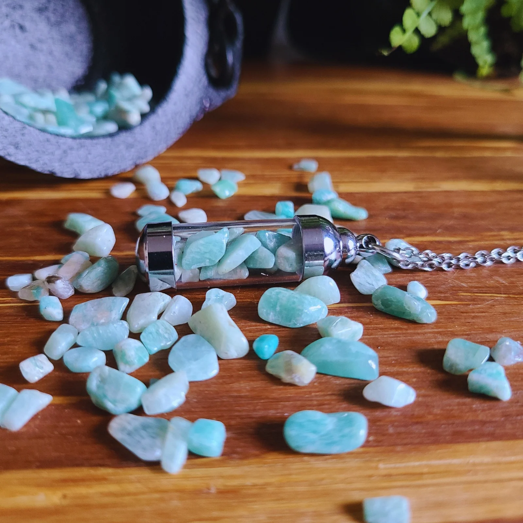 Amazonite Healing Crystal Necklace for Balance & Harmony - Energy-Infused Stone Pendant with Natural Amazonite Crystals for Spiritual Protection and Emotional Healing