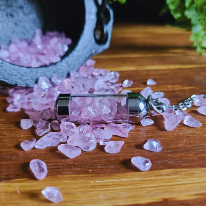 Rose Quartz Crystal Healing Necklace – Heart Chakra Jewelry for Love & Emotional Healing